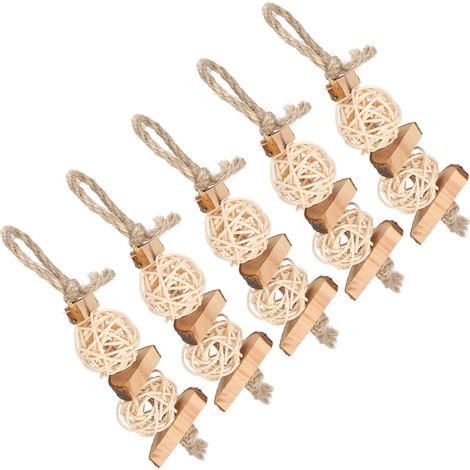 Jouet pour perroquet à ronger, corde à mâcher, balle en rotin rongé en bois de pommier, jouet pour hamster, ficelle (1/5)