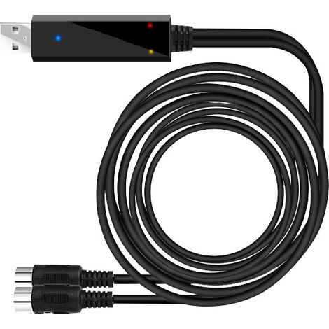Câble USB vers MIDI 2m pour piano électrique, convertisseur d'enregistrement clavier, cordon de liaison studio, accessoire musical noir, compatible synthétiseur. (1/4)