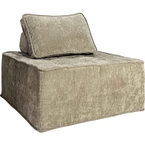Fauteuil en tissu pour canapé modulable avec coussin taupe - Tiby