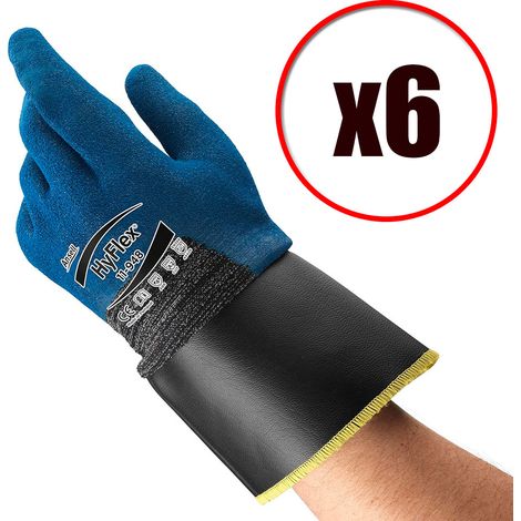 Lot de 6 paires de gants de travail en PU anti coupure Hyflex 11-948 EN388 Taille - Taille 9 (1/5)