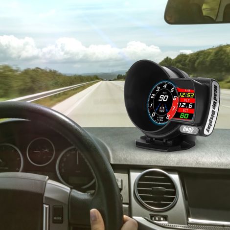 Affichage tête haute (HUD) LCD multifonction pour voiture, compte-tours numérique OBD2 EU OBD RPM (1/5)