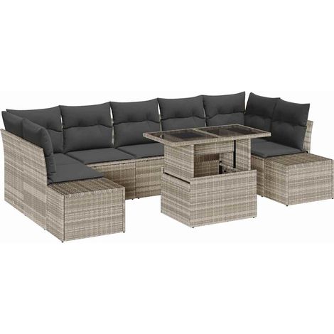 Maison Exclusive - Set Divano da Giardino 8 pcs Grigio chiaro e grigio scuro