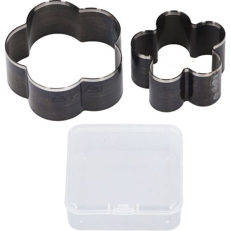 Set di 2 fustelle per il taglio della pelle, a forma di fiore, per punzonatura e modellatura manuale, in acciaio legato, diametro 58 mm x 46 mm. (1/5)