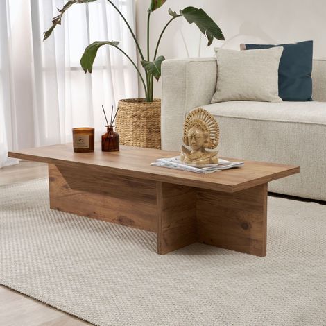 Rechteckiger Couchtisch aus Kiefernholz, Melamin – 120 x 45 x 30