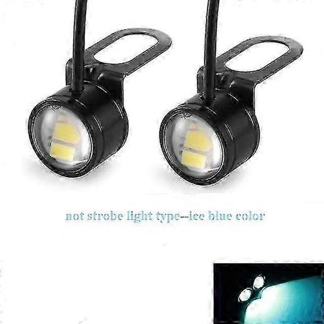 Lot de 2 phares antibrouillard ultra-lumineux pour moto, type œil d'aigle, avec fonction feu de recul et feux de jour à LED. (1/4)