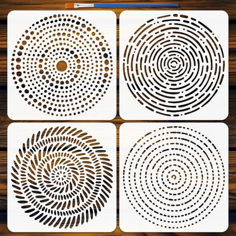 4Pcs Pochoirs Points Cercles Avec 1 Pinceau 30x30cm Mandala Point Grand Pochoir Créatif Rond Points Modèles pour Peinture sur Bois Mur Meuble DIY Décoration Maison (1/5)