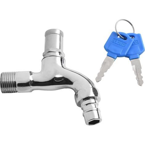 Lot de 3 robinets d'eau extérieurs antivol 1/2" avec serrure à clé, corps en alliage de zinc, pour jardin, lavage auto ou zones utilitaires. (1/5)