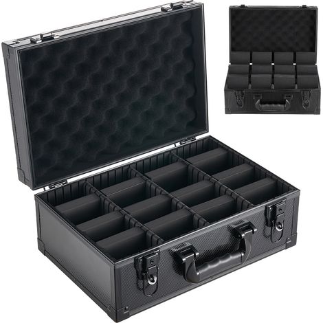 Mophorn Caja para Tarjetas Graduadas, 4 Filas con 12 Separadores, Capacidad para 120 Tarjetas PSA, 95 SGC, 85 BGS, 435 Protectores y Más de 999 Tarjetas Sueltas, Cerradura Mecánica y Llaves, Negro (1/5)