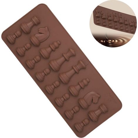 Moule en silicone en forme d'échecs pour gâteau au chocolat, moule en silicone pour moulage de résine, création de chocolats, bonbons, fondant, gâteaux, bougies et décorations DIY (1/4)