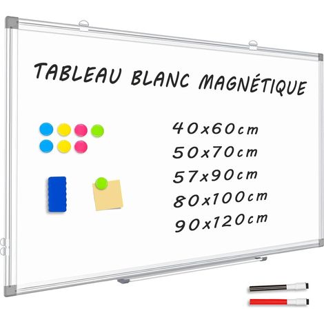 Tableau Blanc Magnétique, 40x60cm Le Tableau Effacable Mural avec Cadre Aluminium, Plateaux et Crochets (1/5)
