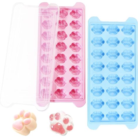 Bac à Glaçons en Silicone Patte de Chat avec Couvercle, 24 Cavités, Anti-Fuite, Réutilisable pour Cocktails, Whisky, Chocolats, Pralines et Savon (1/5)
