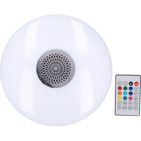 Lampe Plafond LED 24W E27 RGB avec Télécommande et Enceinte Bluetooth, Variateur de Couleurs et Lumière Rythmique, 85‑265V (1/5)