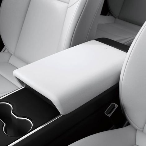 Funda de reposabrazos - SPIGEN - Tesla Model Y 2024 / Model 3 2023 - Blanco - TPE antiarañazos - Fácil de instalar (1/5)