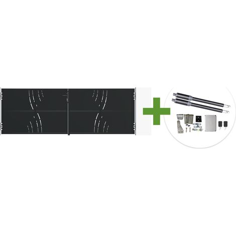 Puerta batiente NALI VELETA de acero negro mate de 3,5 m de largo y 120 cm de alto, con motor Ranger B150. (1/5)