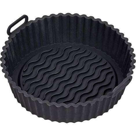 Panier silicone friteuse air 21 cm rond, antiadhésif réutilisable fond rainuré (1/5)