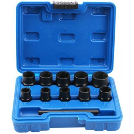 Kit d'Extracteurs, Boulon de l'Extracteur du Goujon Endommagé Kit de Douilles pour Enlever les Écrous de Roue de Blocage, les Boulons Endommagés, 11 pcs au total (1/5)
