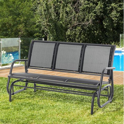 Sitzmöbel Stuhl Schaukelfunktion Metall 147 cm Schwarz OKMYHOME (1/3)