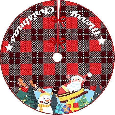 Jupe de sapin de Noël rouge, 90 cm, à carreaux rouges, pour sapin de Noël, décoration de fête, jupe de sapin de Noël Plu (1/5)