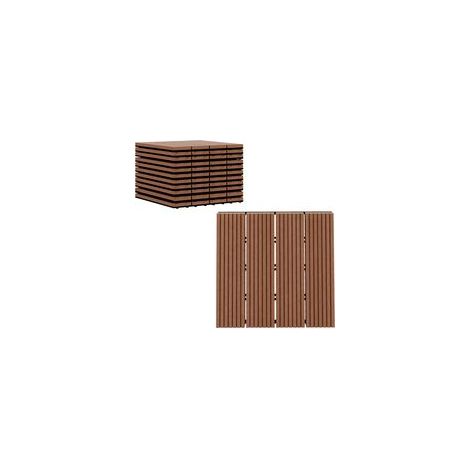 Lot de 11 dalles de jardin piscine 30 x 30 x 2,2 cm dalle clipsable pour jardin, balcon, piscine en HDPE marron clair