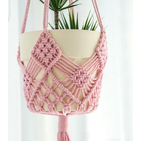 Vasi da fiori sospesi per interni ed esterni - 2 eleganti cestini intrecciati per vasi da fiori sospesi fino a 20 cm di diametro (1/5)