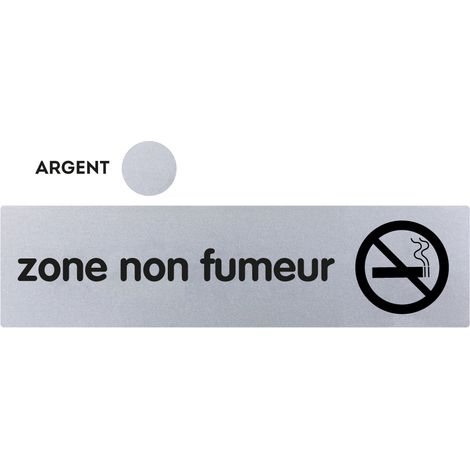 Plaque de porte Zone non fumeur - Classique argent 170x45mm - 4321325