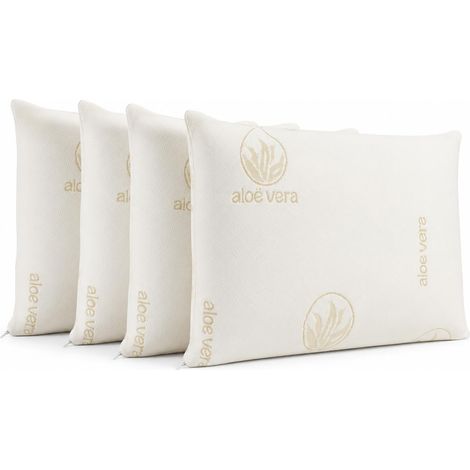 Oreiller viscoélastique Lot de 4 oreillers déhoussables 60 x 40 cm Aloe Vera (1/5)