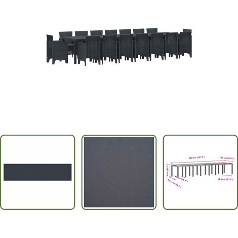 Gartenstühle -  Garten-Esszimmergarnitur mit Kissen 17 pcs Anthrazit PP (1/5)