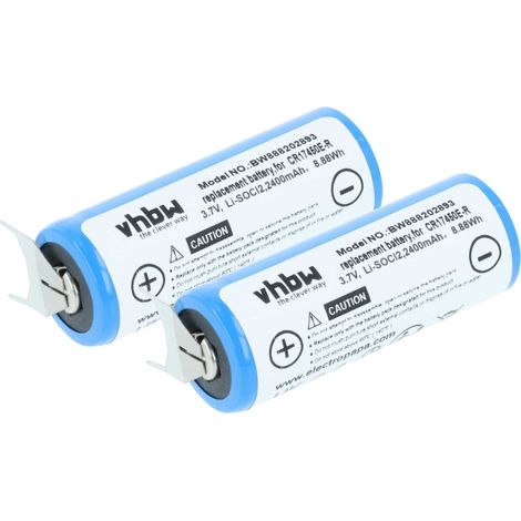2x Piles remplacement pour CR17450E-R (3V) pour divers appareils, soudure 3er Print (1/4)