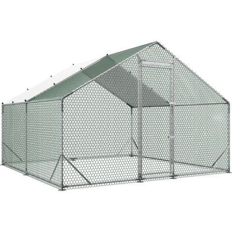Mophorn Begehbarer Hühnerstall, 3x3x2 m, Freilaufgehege mit wasserdichter Abdeckung und robustem Rahmen, Geflügelkäfig mit Spitzdach, geeignet für Kaninchen, Hühner und Gänse (1/5)