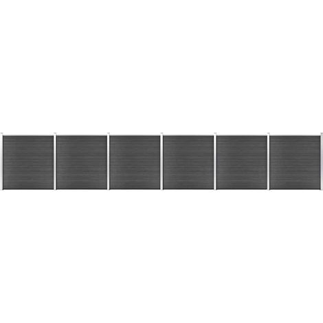 Ensemble de panneau de clôture WPC 1045x186 cm Noir (1/3)