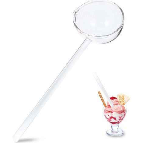 1 Cuillère en verre, design transparent, verre borosilicate, manche ergonomique, pour café, dessert, cocktail (1/5)