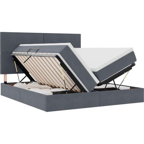 vidaXL Letto con contenitore LED e materasso Grigio Scuro 180 x 200 cm (1/5)