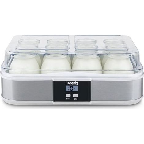 HKoeNIG Yogurt Maker - ELY120 - Capacity 12 160ml pots - Programmable up to 15 hours - 15W