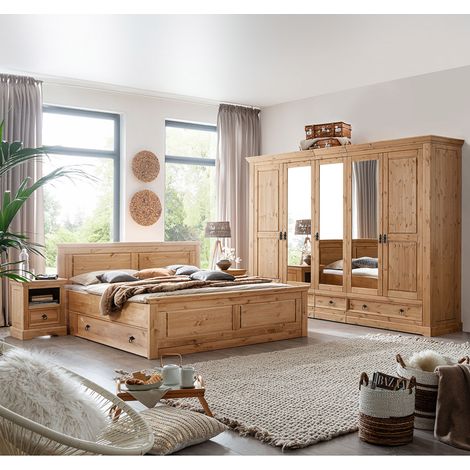 Schlafzimmer Set 6-teilig, Kiefer massiv eichefarben geölt, STEINKJER-69 (1/5)