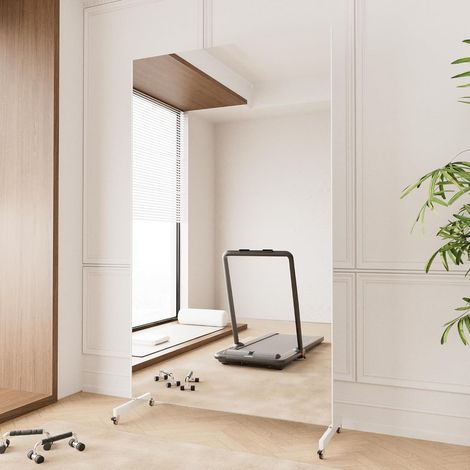 Miroir sur Pied Pleine Longueur 180x100cm, Incassable 360°, Blanc (1/5)