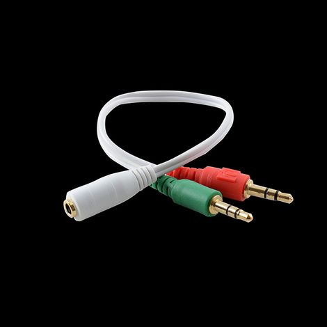 3,5-mm-Audiokabel (1 auf 2), Kopfhörer-/Ohrhöreradapter für Computer mit einem Anschluss, 3,5-mm-Buchse auf zwei 3,5-mm-Klinkenstecker.