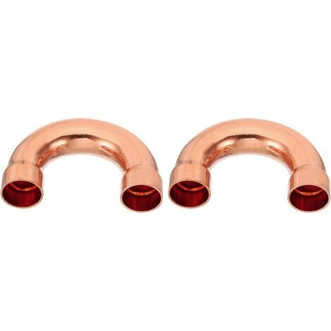 2pcs Raccord Coudé Cuivre pour Tuyaux Gaz, 22mm Tuyau d'Arrosage Durite Essence, Raccords Tuyauterie à Pression HVAC Climatisation Plomberie, Épaisseur 1mm - U Forme 3/4 Inch