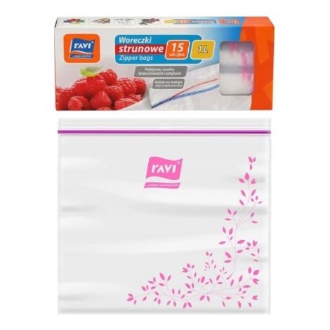 Bolsas con cierre hermético para alimentos, 1 litro, 15 unidades.