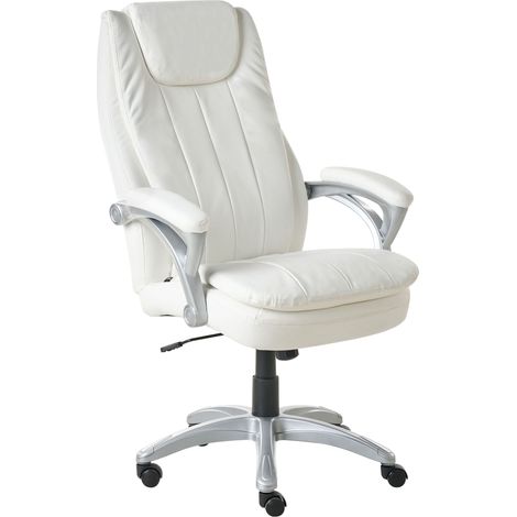 Sedia direzionale da ufficio sedile inclinazione Imbottitura spessa Ecopelle Bianco Sporco Chief
