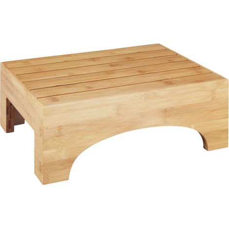 Marche Pied Salle de Bain Bois Bambusa Solution esthétique pour Atteindre Les Produits en Hauteur Rehausse de 15cm Repose Pied Bureau Bambou 40x30x15 cm (1/5)