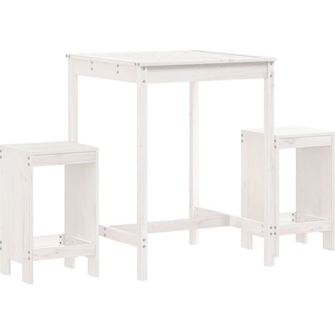 Maison Exclusive - Set Bar da Giardino 3 pz Bianco in Legno Massello di Pino