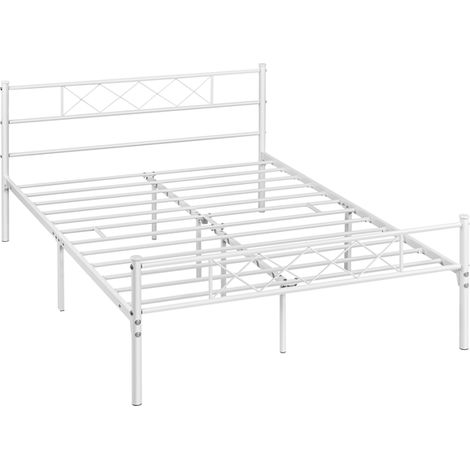 Yaheetech Struttura Letto in Metallo con Testiera Telaio con Rete a Doghe per Camera Dormitorio Matrimoniale 140 x 200 cm Bianco (1/5)