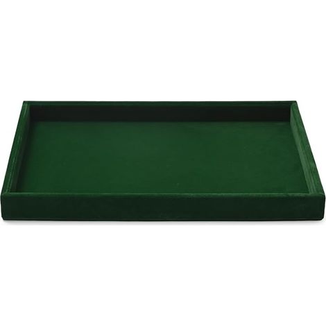 Plateau de bijoux empilable en velours, tiroir style boîte de rangement de bijoux, boîte de rangement de bijoux, présentoir de bijoux, 35x24x3.5cm (vert foncé) (1/5)
