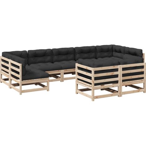 Set Divani da Giardino 9 pz con Cuscini Legno Massello di Pino vidaXL (1/5)