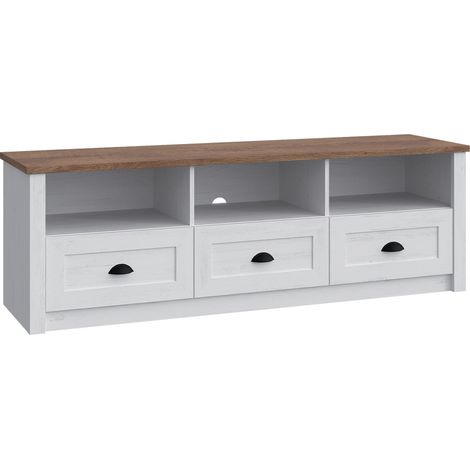 Mobile TV 3 cassetti Léandre bianco e marrone 158cm