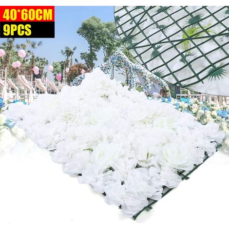 9 Stück Künstliche Blumenwand Rosenwand 40x60cm, Romantische Rosenblumenwand Für Hochzeit Straße Hintergrund Farbwahl