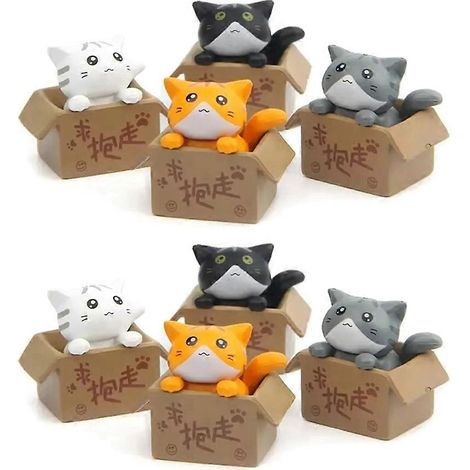 Adorable mini-statue de chat, idéale pour la décoration du jardin ou de la chambre, cadeau parfait pour les enfants et les bébés, jouet de décoration pour la maison. (1/5)