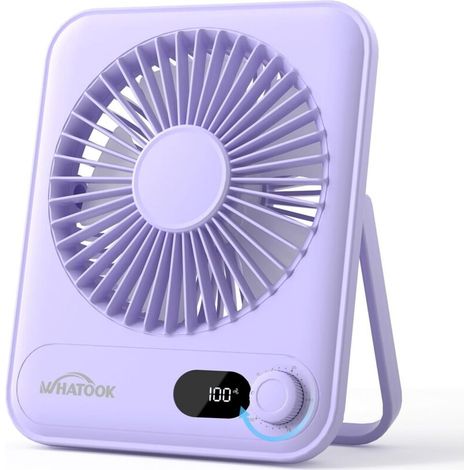 Ventilateur de table USB silencieux : régulateur en continu 1 à 100. batterie 5000 mAh. ventilateur rechargeable avec charge rapide et affichage LED. ventilateur compact portable pour bureau (1/5)