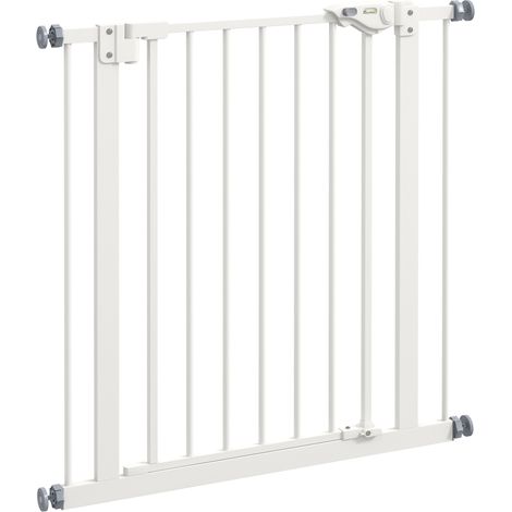 Barrière de sécurité pour animaux, 68 x 77 cm, métal et plastique blanc, sans perçage (1/5)