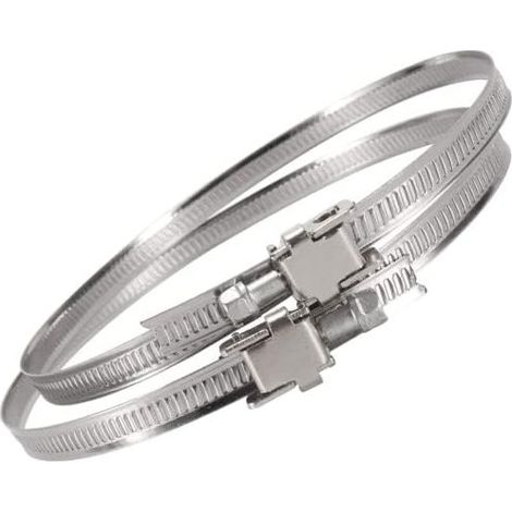 Fascette stringitubo in acciaio inox da 100 mm, confezione da 2, intervallo di serraggio 60-110 mm per fissaggio di tubi di scarico e ventole di aspirazione, cappa aspirante VMC, argento, 60-110 mm (2 (1/5)
